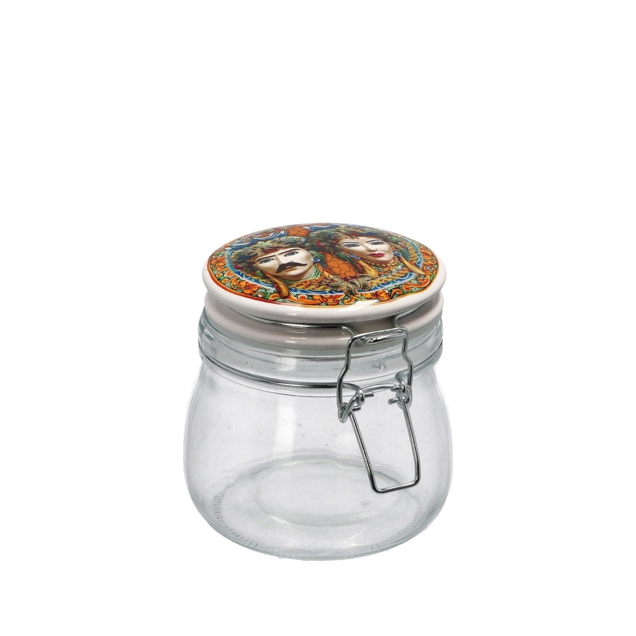 Ad - Glass Jar With Ceramic Lid Hermetic Seal 3 Decorations 11X10 Cm