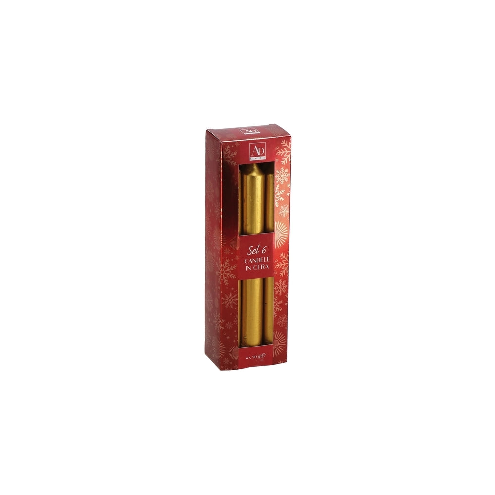 Ad S/6 Christmas Wax Candles 3 Colors Diam2Xh19