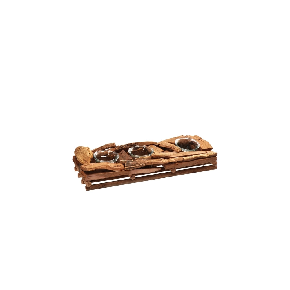Ad P/Tea Light Wood Fe 3T.L Christmas 34X12Xh11