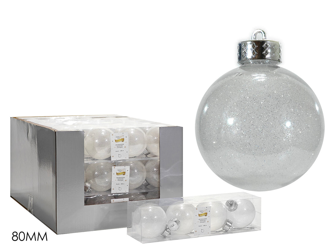G.Natale Set 4 Palle 80 Mm Bianche Mix