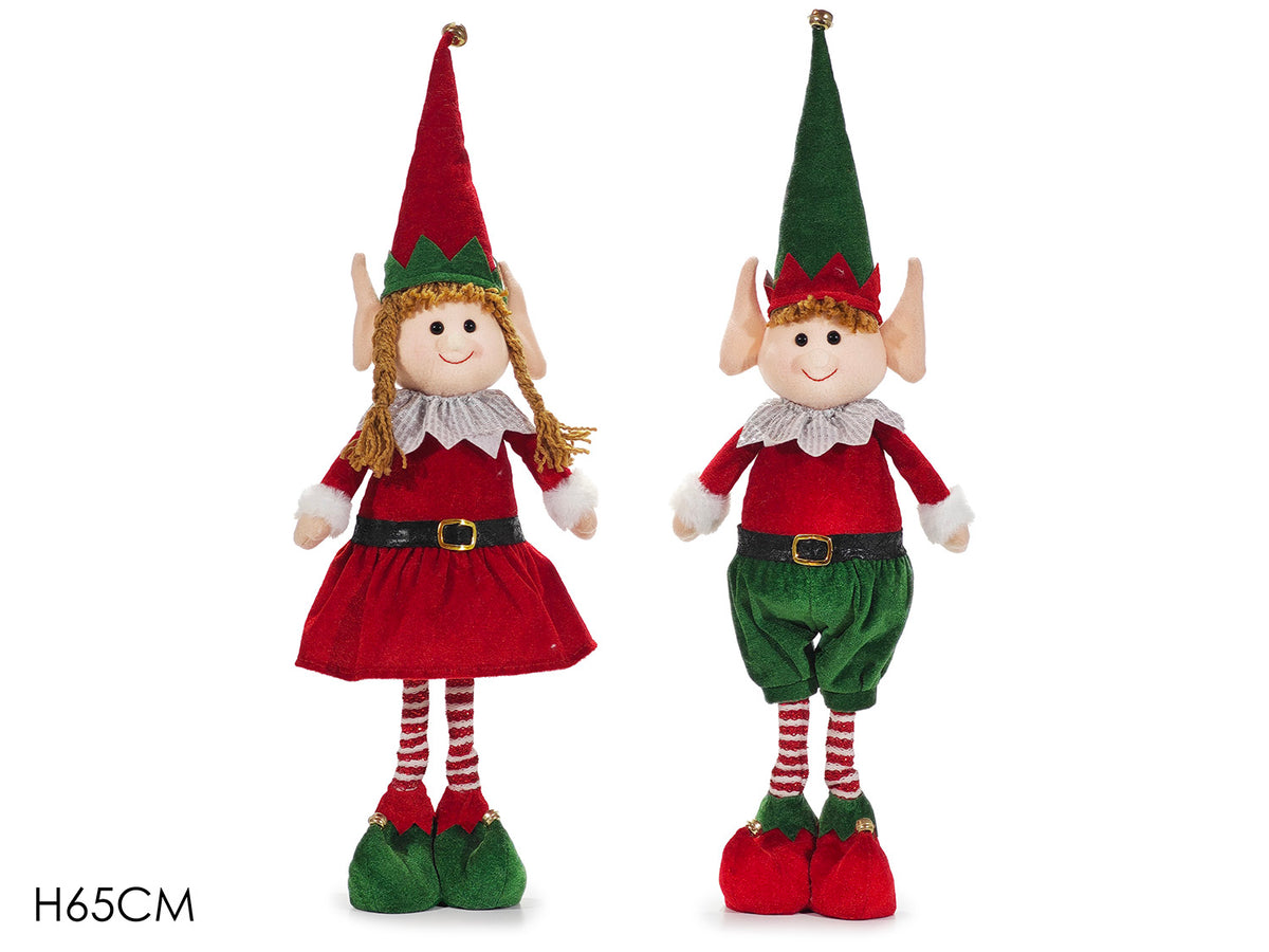 G.Natale Elfo In Piedi Rosso/Verde H65Cm 2Ass
