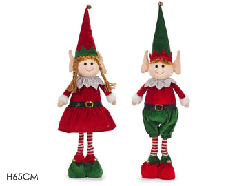 G.Natale Elfo In Piedi Rosso/Verde H65Cm 2Ass