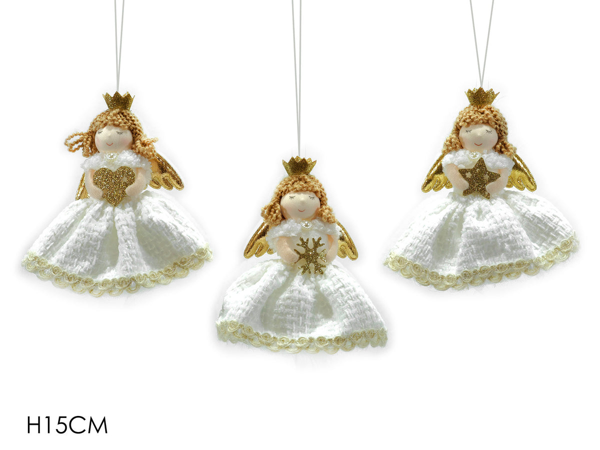 G.Natale Appendino Angelo Bianco C/Oro H15Cm 3Ass