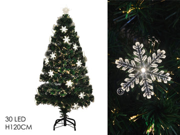 G.Natale Albero Fibra Ottica 120Cm C/ F. Neve E 30 Led
