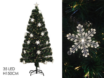 G.Natale Albero Fibra Ottica 150Cm C/ F. Neve E 35 Led