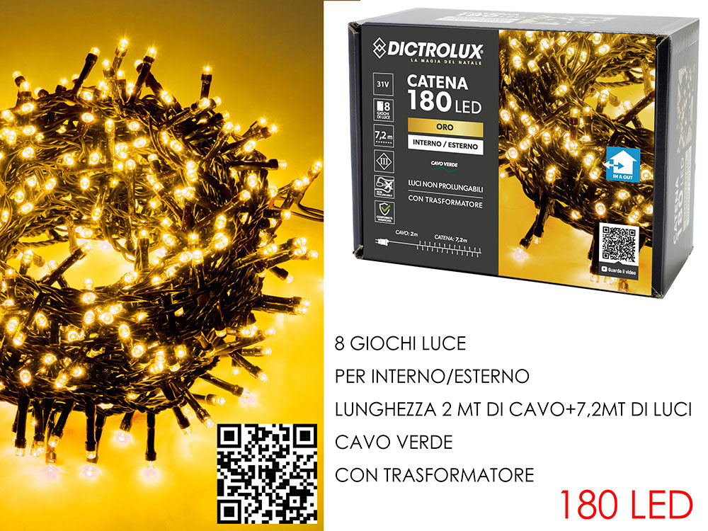 G.Natale 180 Luci Led Oro X Est. Programmabili
