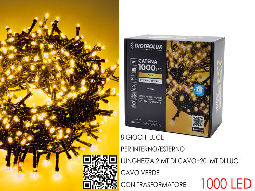G.Natale 1000 Luci Led Oro X Esterno Programmabile