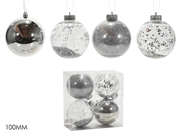 G.Natale Set 4 Palle 100Mm Silver