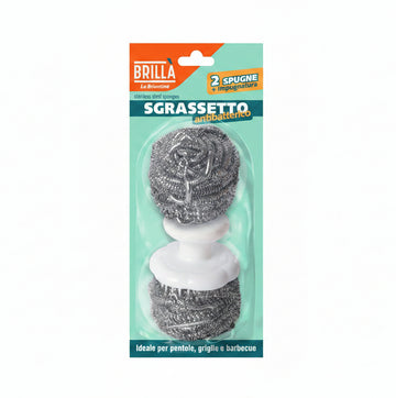 Brillà - Set Pulizia 2 Spugne Acciaio + Manichetto