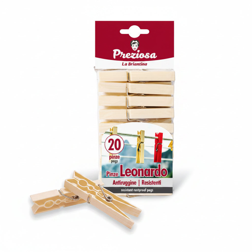 Precious Wood Type Laundry Pegs Leonardo 20Pcs