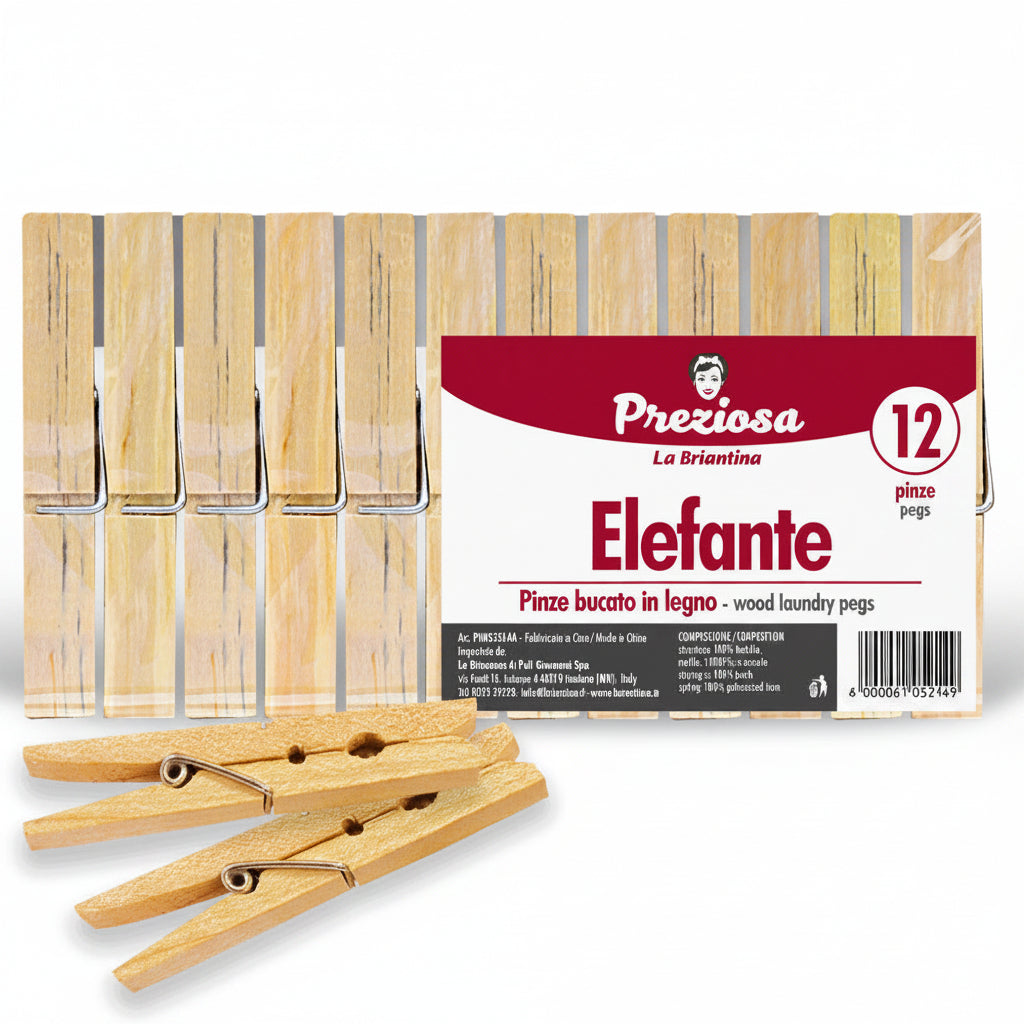 Precious Wooden Laundry Pegs Elephant 12 Pcs