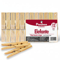 Preziosa Pinze Bucato Legno Elefante 12 Pz