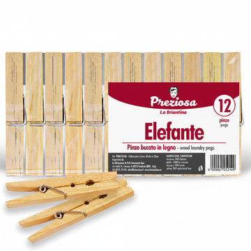 Preziosa Pinze Bucato Legno Elefante 12 Pz