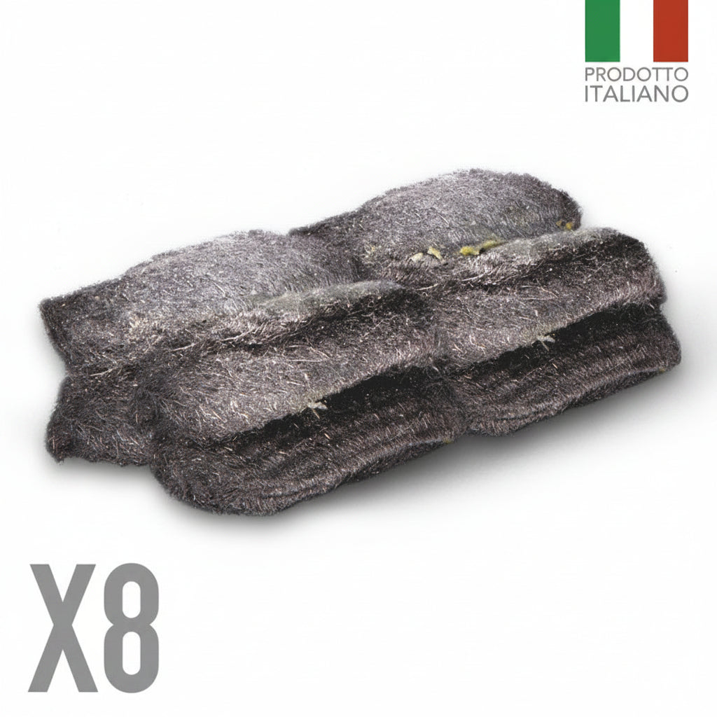 Brillà - Lana di acciaio Sgrassante Saponata 8 Tamponi