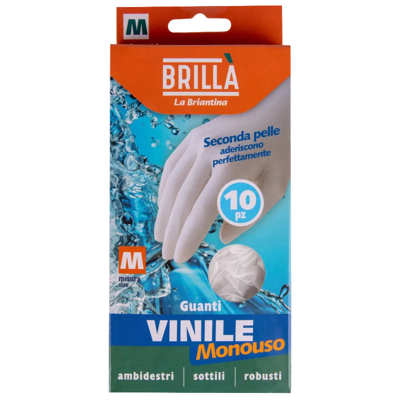 Brillà Vinyl Gloves 10 Pieces Sizes M and L
