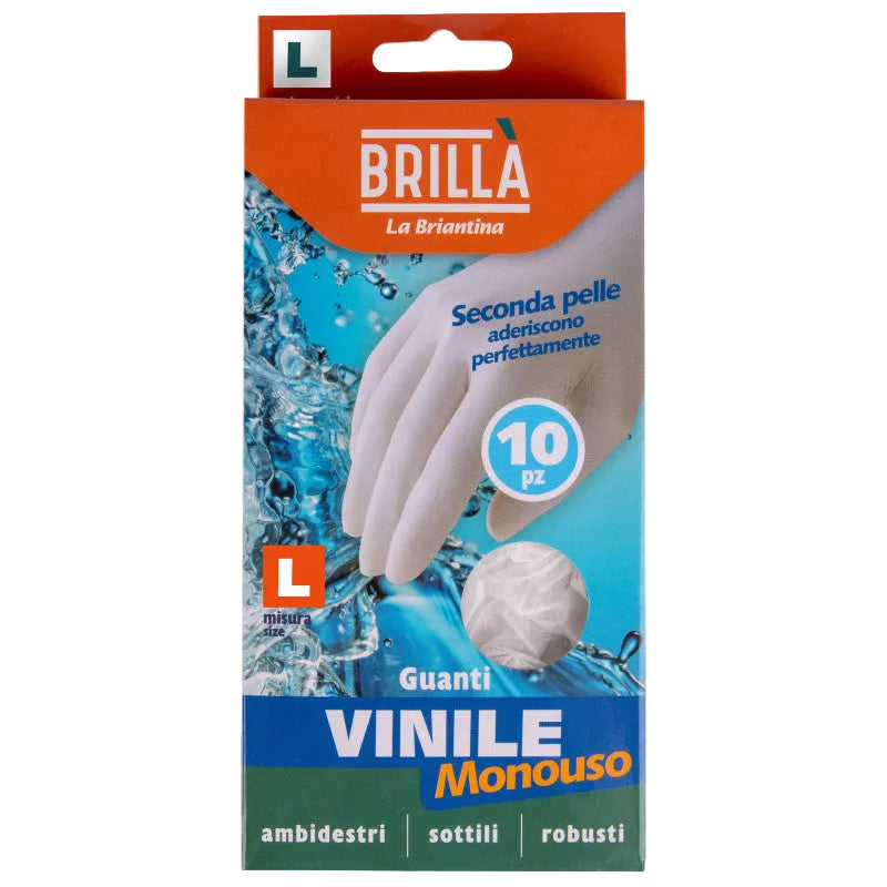 Brillà Vinyl Gloves 10 Pieces Sizes M and L