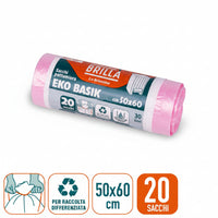 Brilllà Sacchi Pattumiera Ekobasik 50X60Cm 20Pz C/Legaccio in Vari Colori