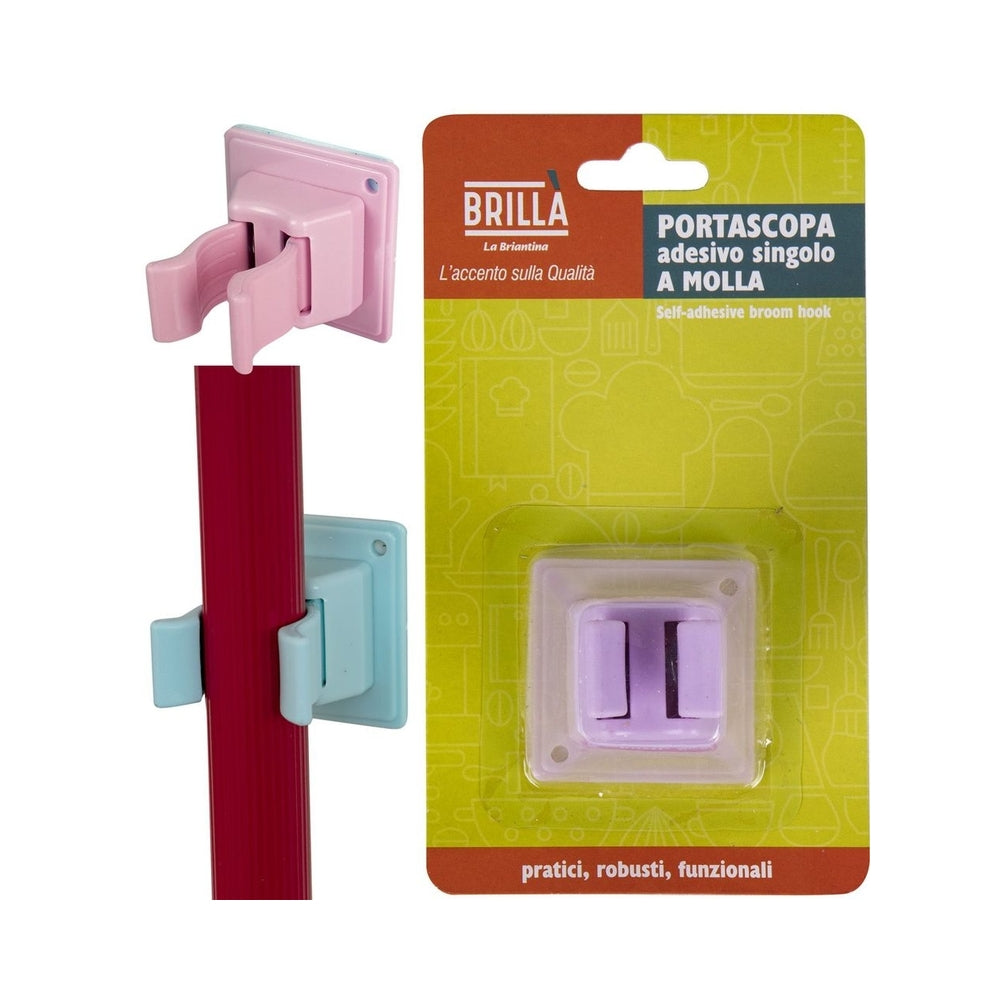 Single Spring Adhesive Broom Holder Assorted Colors