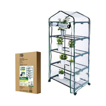 GREENHOUSE 4 SHELVES WITH WHEELS 69X49X160CM