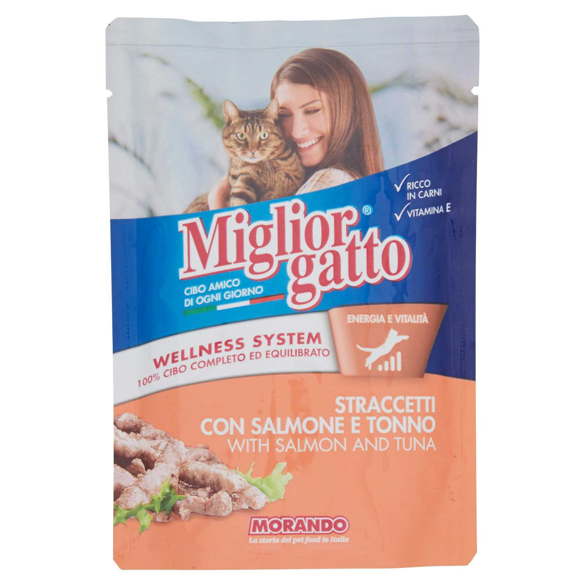 MigliorGatto Pouch Straccetti Salmone E Tonno Gr.100