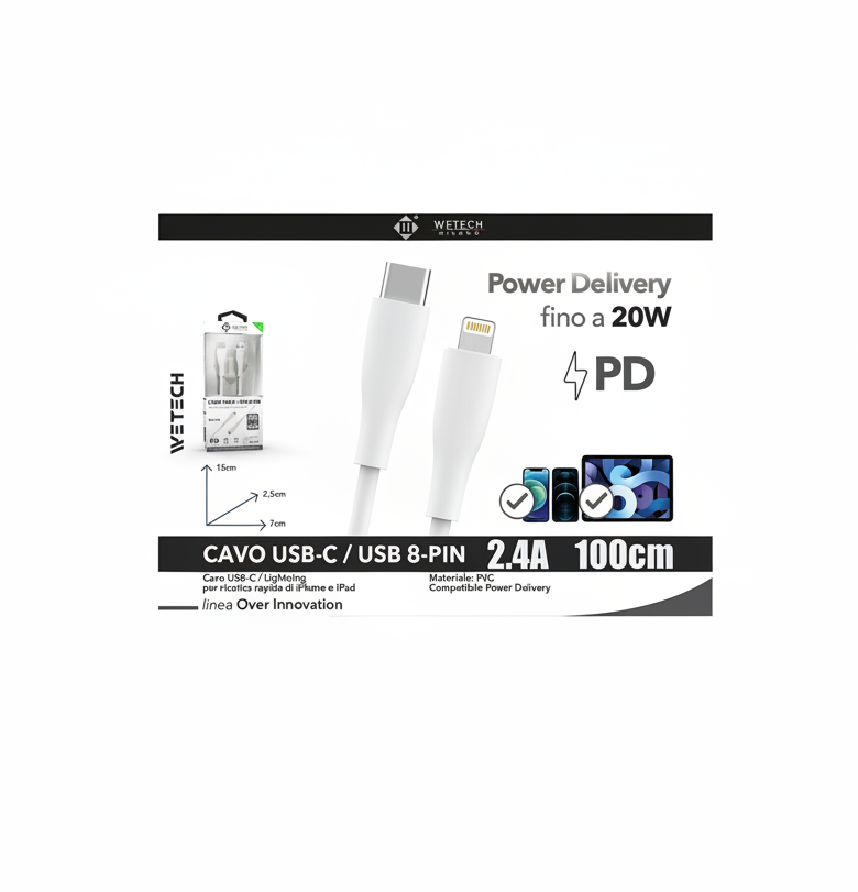 Wetech Cavo Usb C-Usb 8Pin 100Cm 2.4A