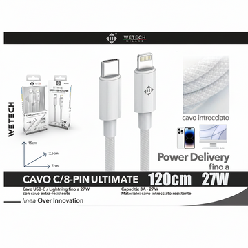 Wetech Cavo Usb C-8Pin 120Cm 27W
