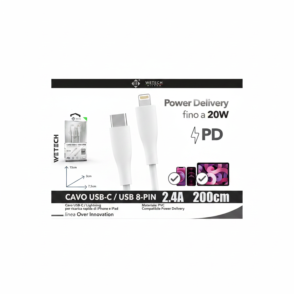 Wetech Cavo Usb C-Usb 8Pin 200Cm 2.4A