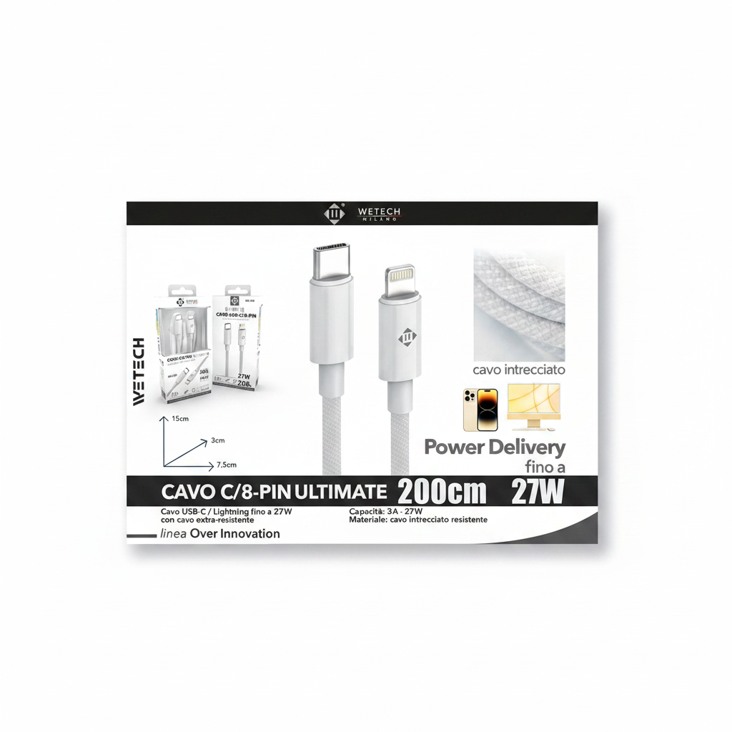 Wetech Cavo Usb C-8Pin 200Cm 27W
