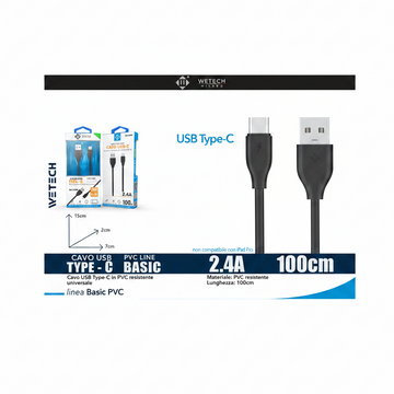 Wetech Cavo Usb-C Basic 2.4A 100Cm-Nero