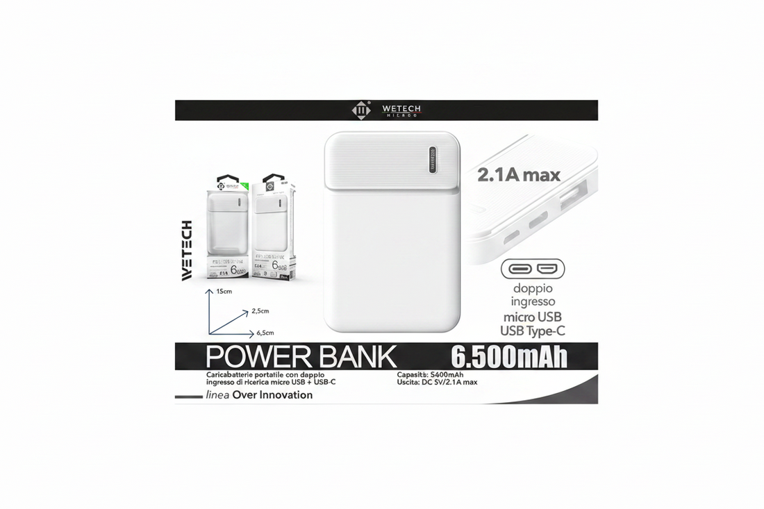 Wetech Powerbank 6500Mah 2.1A 1Usb Port