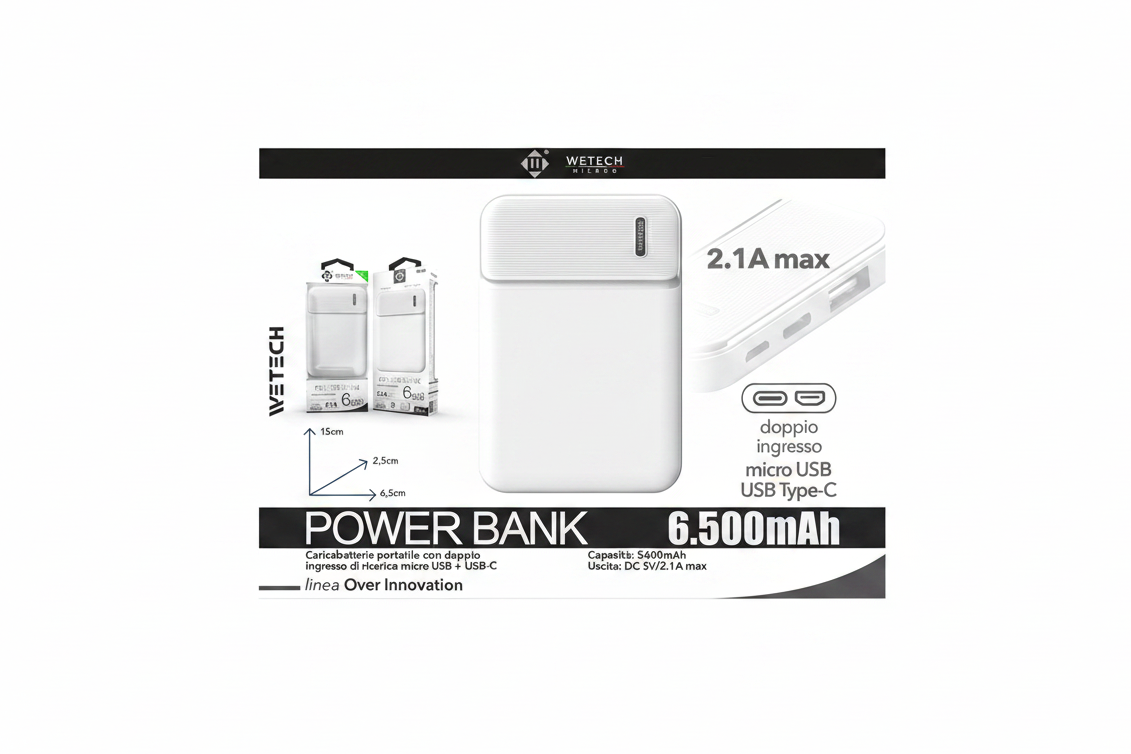 Wetech Powerbank 6500Mah 2.1A 1Usb Port