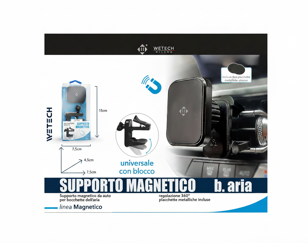 Wetech Supporto Auto Magnetico P/Bocchette Aria