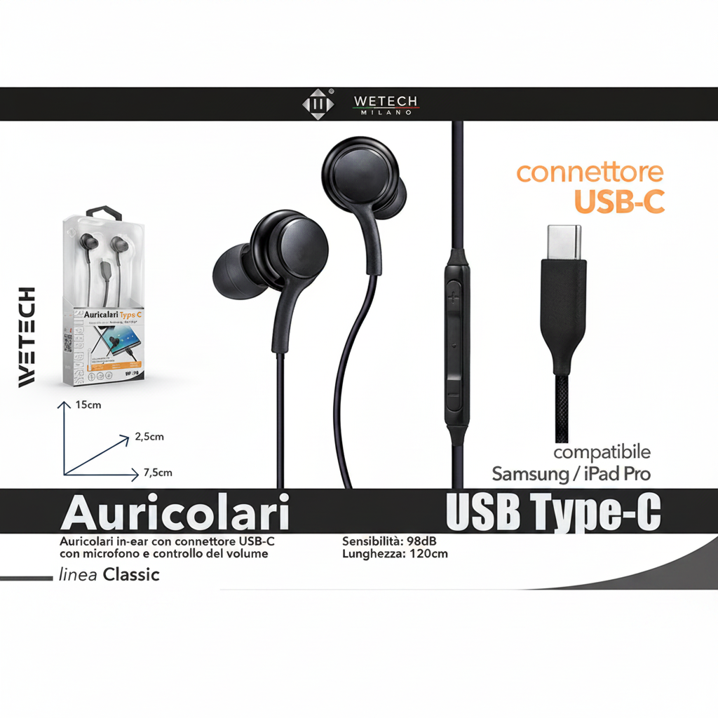 Wetech Auricolari Usb-C Compatibile Con Samsung