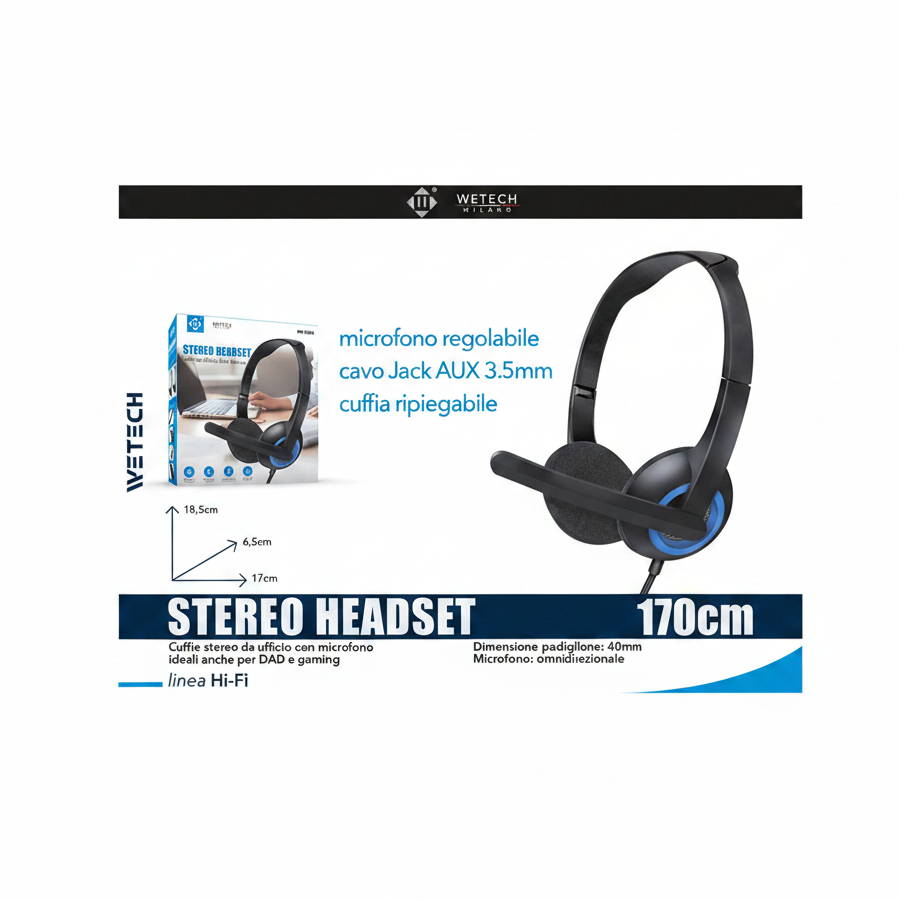 Wetech Cuffie Da Ufficio E Gaming - Blu