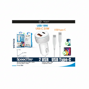 Wetech Caricatore Da Auto A C C/Cavo Usb C