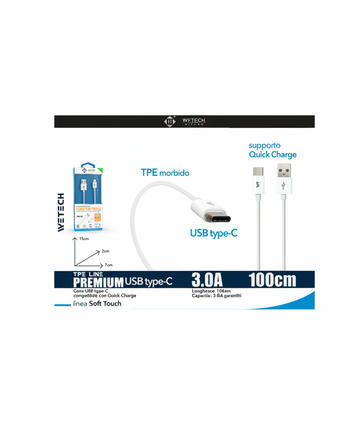 Wetech Cavo Usb-C In Tpe Premium 3.0A 1Mt Wa630