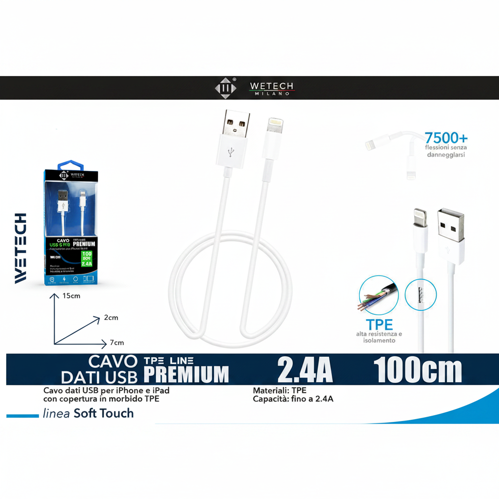 Wetech Cavo Lightning In Tpe Premium 2.4A 1M