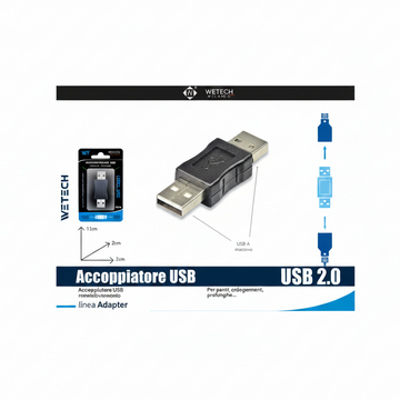 Wetech Adattatore Usb Maschio-Maschio