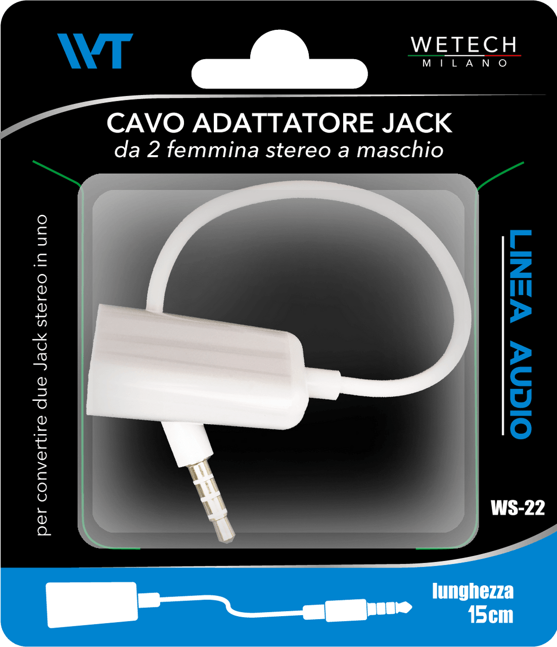 Wetech Adattatore Audio Jack F-2 Jack 3.5Mm