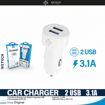 Wetech Adattatore Auto Caricatore Da Auto 2Usb 3.1A