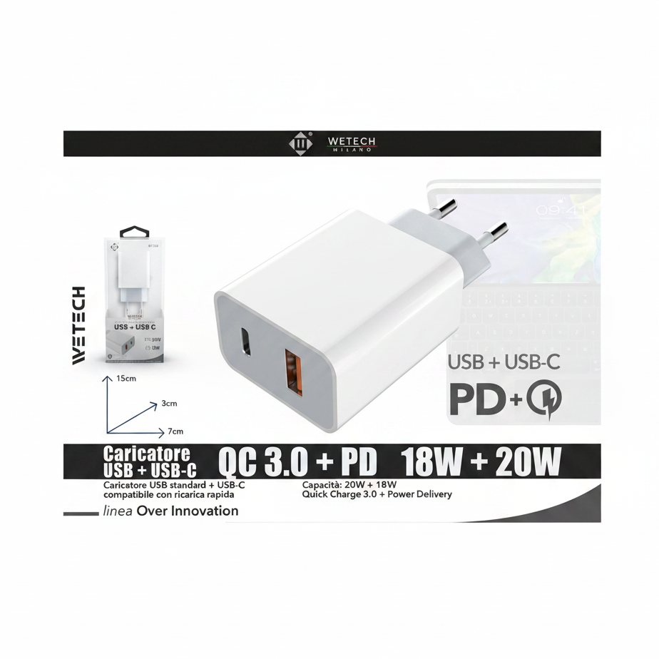 Wetech Adattatore Da Casa Usb-C + Usb Standard
