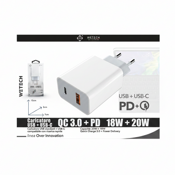 Wetech Adattatore Da Casa Usb-C + Usb Standard