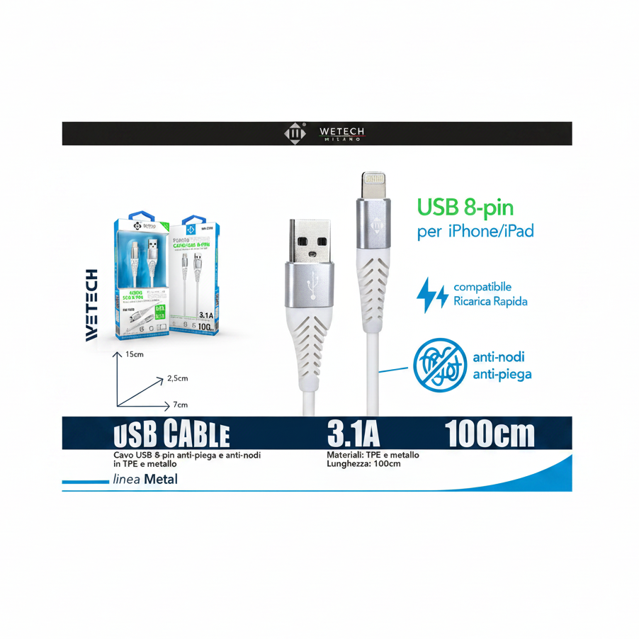Wetech Cavo Lightning Antipiega E Antinodi 3.0 1 Mt