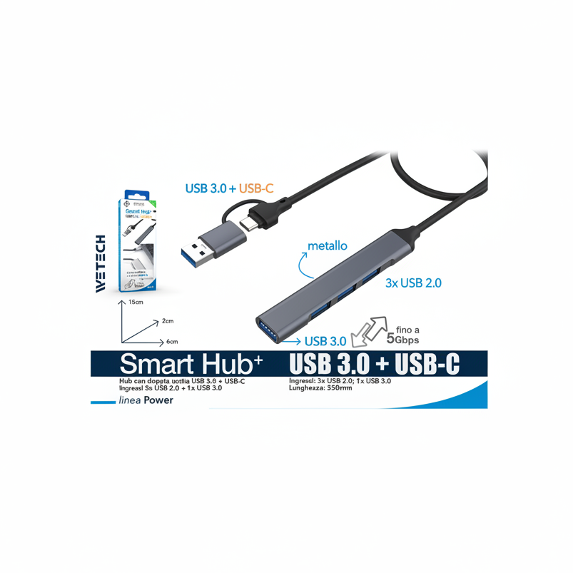 Wetech Hub Multiuso C/Cavo Usb   Usb C 3.0