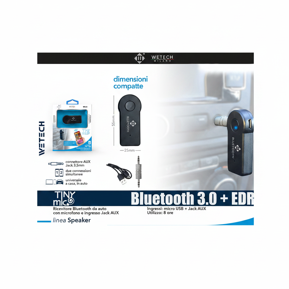 Wetech Ricevitore Bluetooth Con Microfono Wd02