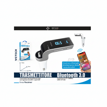 Wetech Trasmettitore Bluetooth Da Auto + Usb Wd04N