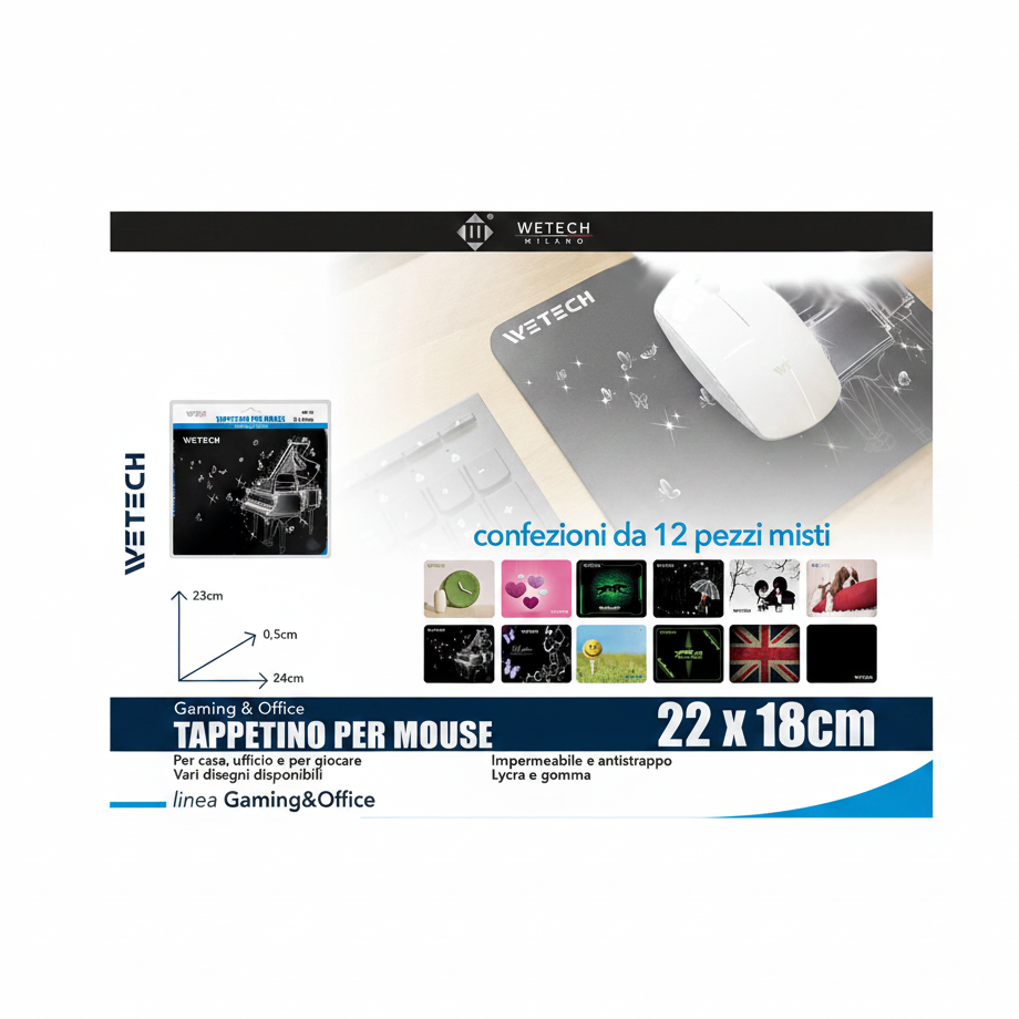 Wetech Tappetino Mouse 22X18Cmm assortimento casuale