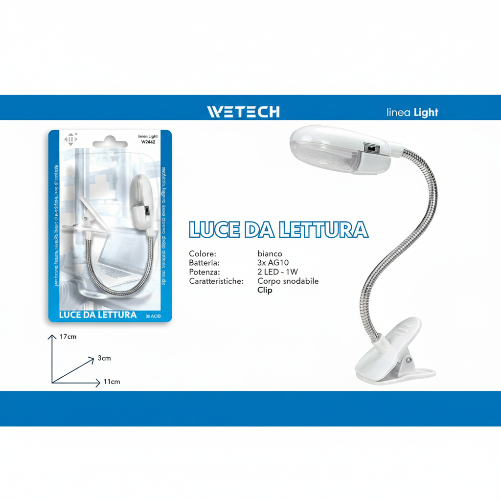 Wetech Lampada Da Lettura C/Clip 3Xag10