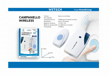 Wetech Campanello Wireless 2Xaaa
