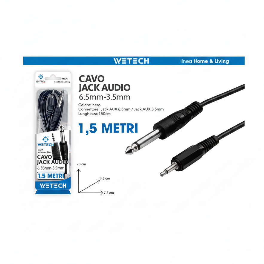 Wetech Cavo Audio 6.5Mm-3.5Mm 1.5Mt